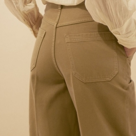 Ba&sh Dixon Cotton Twill Wide Leg Pants in Ocre - Picture 2 of 16